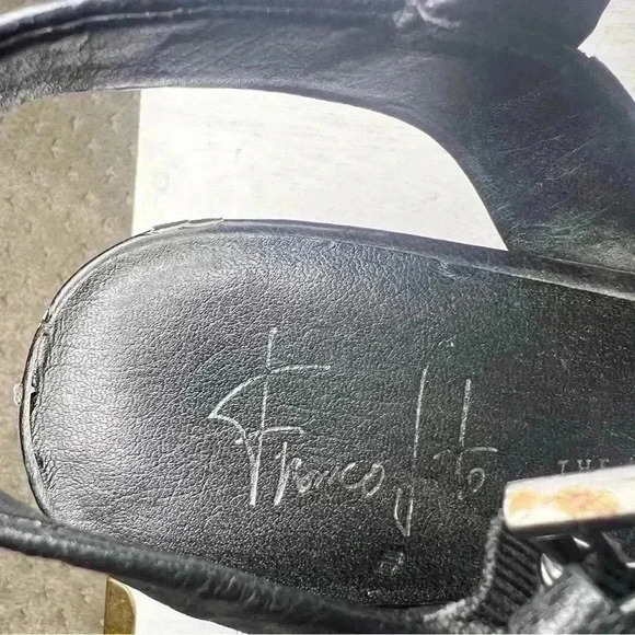 Franco Sarto Women’s Black Leather Ankle Strap Wedge Sandals Size 7 1/2 M - Picture 13 of 16